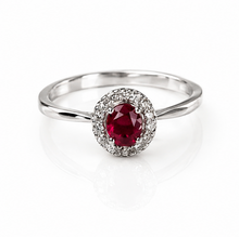 9ct White Gold Ruby & Diamond Cluster Ring