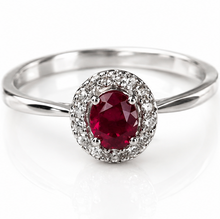 9ct White Gold Ruby & Diamond Cluster Ring