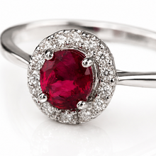 9ct White Gold Ruby & Diamond Cluster Ring