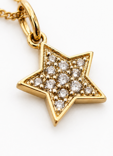 9ct Yellow Gold Diamond Star Pendant Necklace