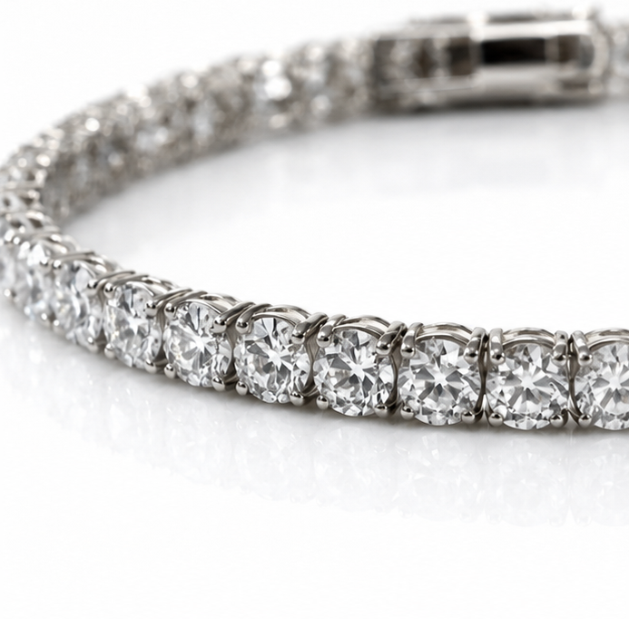 9ct White Gold 8.20ct Lab-Grown Diamond Tennis Bracelet