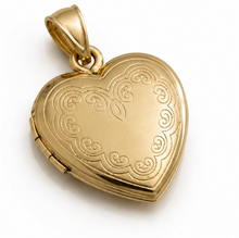 9ct Gold Heart Locket Pendant Engraved Design