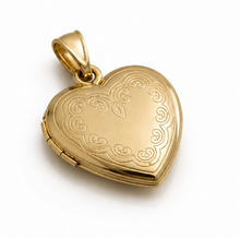 9ct Gold Heart Locket Pendant Engraved Design