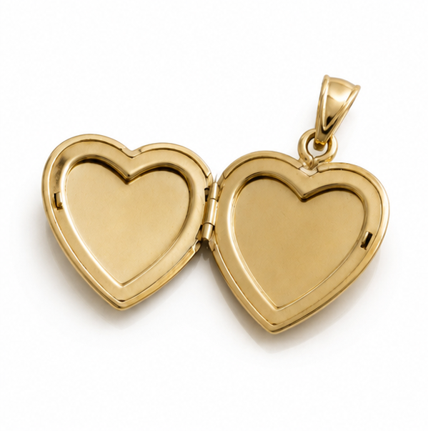 9ct Gold Heart Locket Pendant Engraved Design