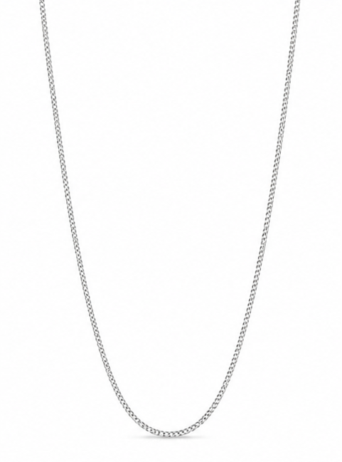 9ct White Gold 0.6mm Curb Chain - 46cm
