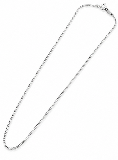 9ct White Gold 0.6mm Curb Chain - 46cm