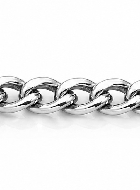 9ct White Gold 0.6mm Curb Chain - 46cm