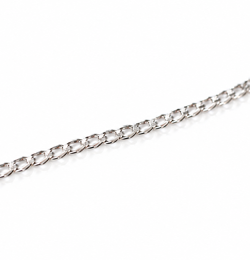 Sterling Silver Diamond Cut Curb Chain Necklace (Adjustable 41-46cm)