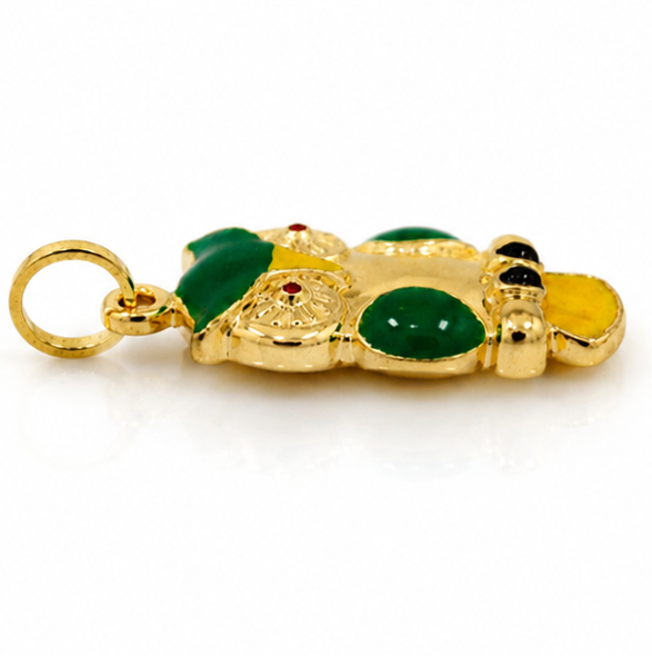 9ct Yellow Gold Enamel Owl Pendant Charm