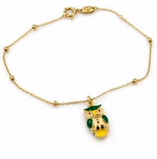 9ct Yellow Gold Enamel Owl Pendant Charm