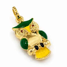 9ct Yellow Gold Enamel Owl Pendant Charm