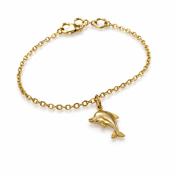 9ct Yellow Gold Dolphin Charm
