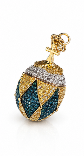 18ct White Gold 3ct diamond Fabergé Egg Charm.