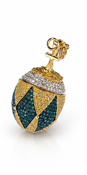 18ct White Gold 3ct diamond Fabergé Egg Charm.
