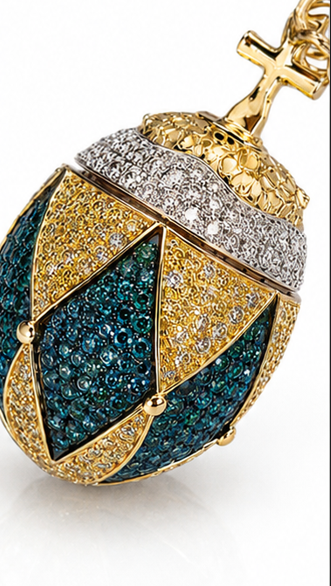 18ct White Gold 3ct diamond Fabergé Egg Charm.