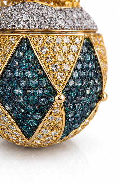 18ct White Gold 3ct diamond Fabergé Egg Charm.