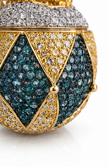 18ct White Gold 3ct diamond Fabergé Egg Charm.