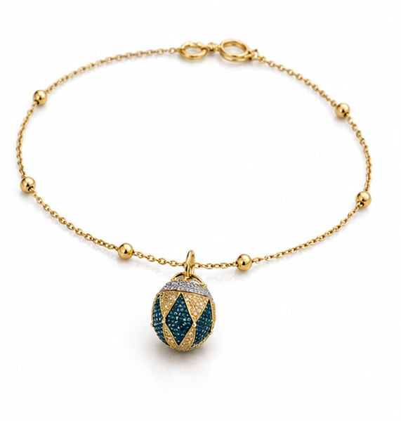 18ct White Gold 3ct diamond Fabergé Egg Charm.
