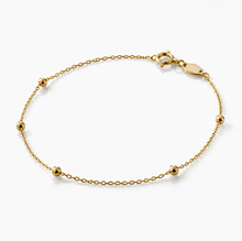 9ct Gold Ball Station Charm Bracelet - 2mm