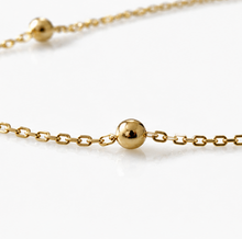 9ct Gold Ball Station Charm Bracelet - 2mm