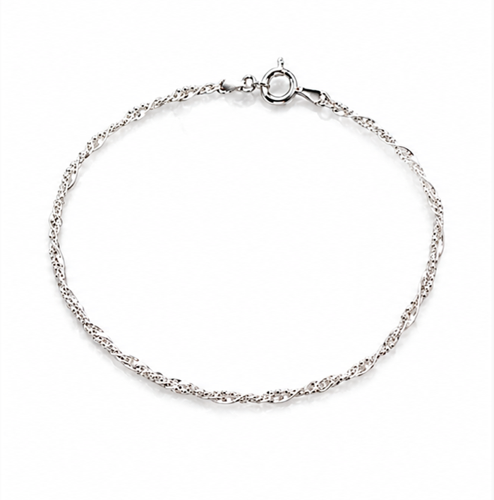 Sterling Silver Twisted Chain Charm Bracelet