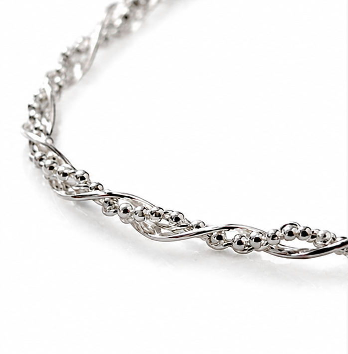 Sterling Silver Twisted Chain Charm Bracelet