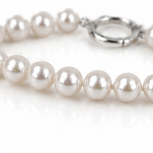 White Pearl Bracelet in Sterling Silver - Elegant Charm Link Design