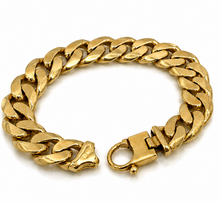 9ct Yellow Gold Heavy Flat Curb Bracelet (94g) 17mm Statement Piece
