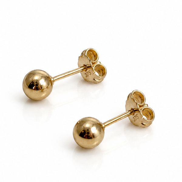 9ct Gold Ball Stud Earrings 375 Hallmarked Classic Minimalist Luxury