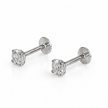 Sterling Silver CZ Labret Stud Earring – Flat Back Cartilage Helix Tragus Piercing