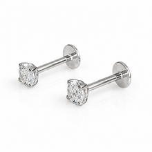 Sterling Silver CZ Labret Stud Earring – Flat Back Cartilage Helix Tragus Piercing