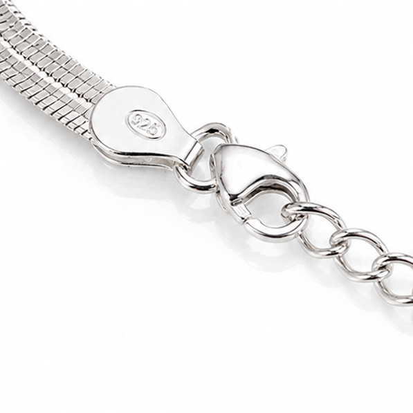 Sterling Silver HerringboneBracelet 3.5mm | Flat Snake Chain Bracelet