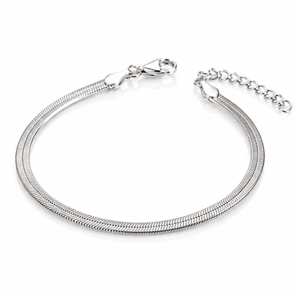 Sterling Silver HerringboneBracelet 3.5mm | Flat Snake Chain Bracelet
