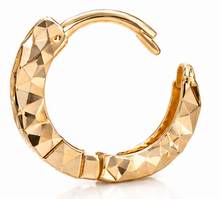 9ct Yellow Gold Diamond-Cut Mini Hoop Earrings