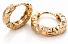 9ct Yellow Gold Diamond-Cut Mini Hoop Earrings