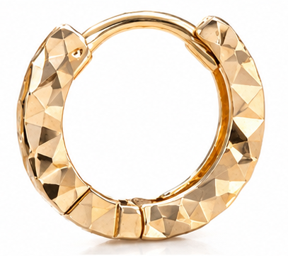 9ct Yellow Gold Diamond-Cut Mini Hoop Earrings