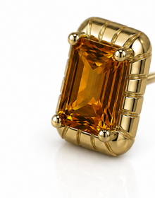 Detailed Octagon Citrine Stud Earrings in 9ct Yellow Gold