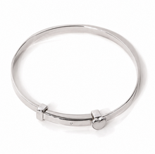 Mother of Pearl Heart Diamond Bangle - Sterling Silver