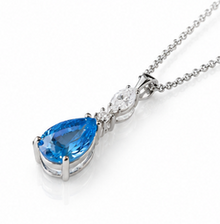 Marquise & Teardrop Blue Cubic Zirconia Pendant Necklace – Sterling Silver