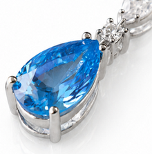 Marquise & Teardrop Blue Cubic Zirconia Pendant Necklace – Sterling Silver