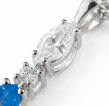 Marquise & Teardrop Blue Cubic Zirconia Pendant Necklace – Sterling Silver