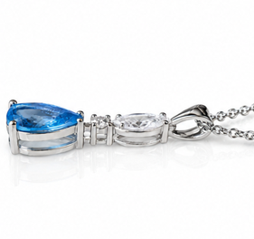 Marquise & Teardrop Blue Cubic Zirconia Pendant Necklace – Sterling Silver
