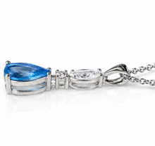Marquise & Teardrop Blue Cubic Zirconia Pendant Necklace – Sterling Silver