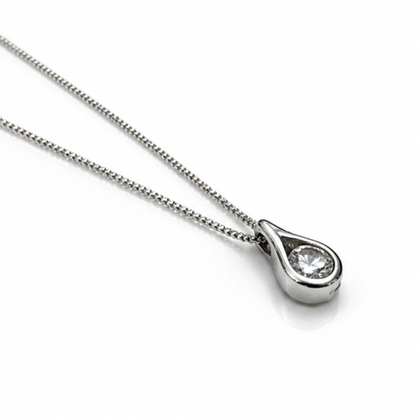 Sterling Silver Teardrop Cubic Zirconia Necklace