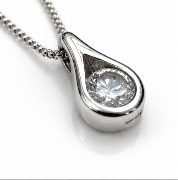 Sterling Silver Teardrop Cubic Zirconia Necklace