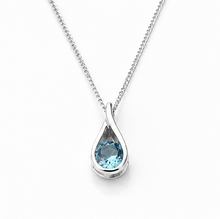 Sterling Silver Blue Topaz Teardrop Pendant Necklace