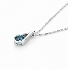 Sterling Silver Blue Topaz Teardrop Pendant Necklace