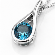 Sterling Silver Blue Topaz Teardrop Pendant Necklace