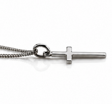 Sterling Silver Plain Cross Pendant with Diamond Cut Chain (41–46cm Adjustable)