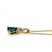 9ct Yellow Gold London Blue Topaz & White Topaz Trillion Pendant